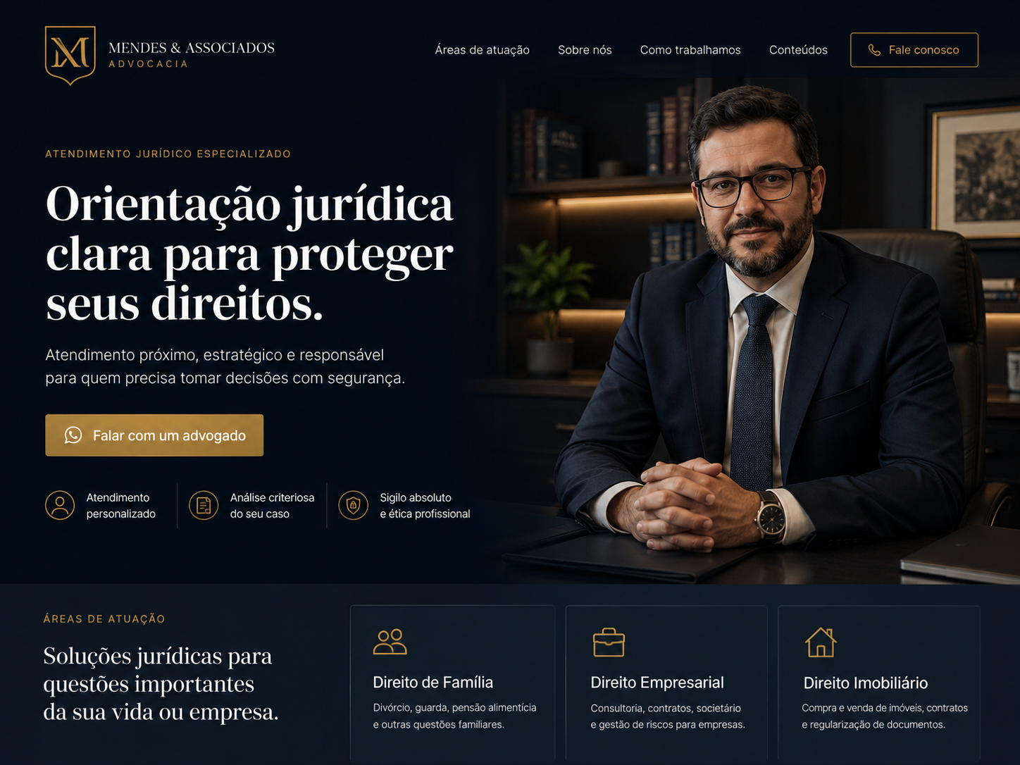 Exemplo ilustrativo de landing page para Advogados e escritórios de advocacia