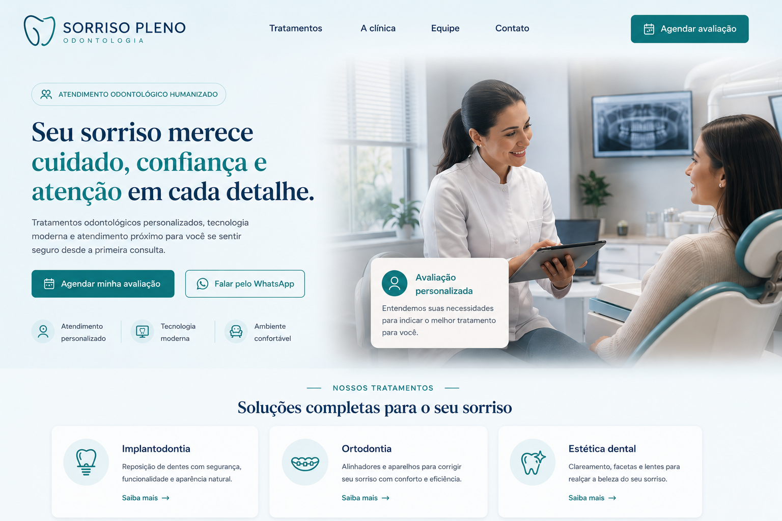 Exemplo ilustrativo de landing page para Dentistas e clínicas odontológicas