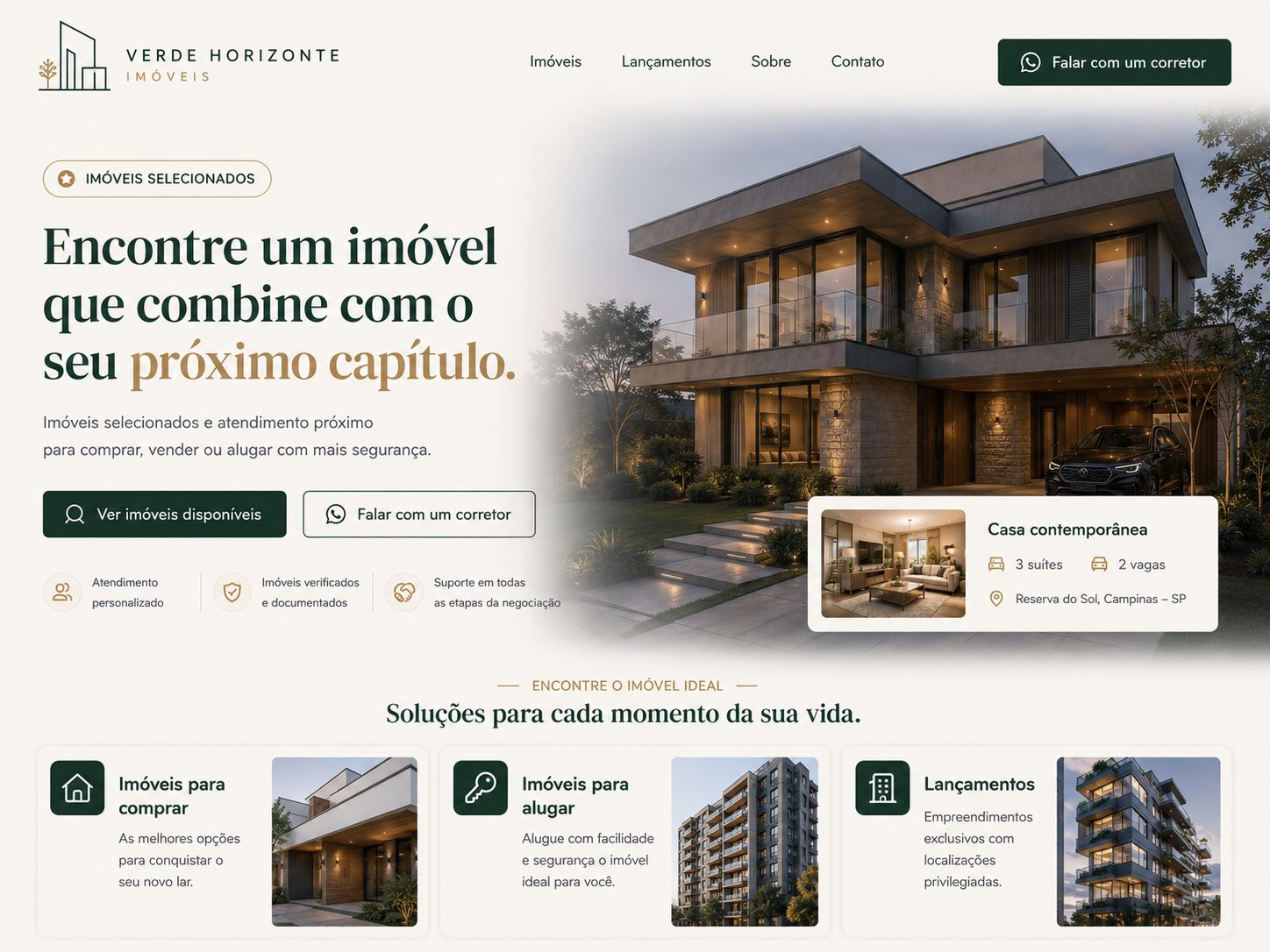 Exemplo ilustrativo de landing page para Imobiliárias e corretores
